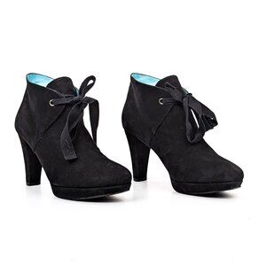 Boden Women Black Suede Leather Lace-up Heel Dress Office Ankle Boots sz 8US EUR